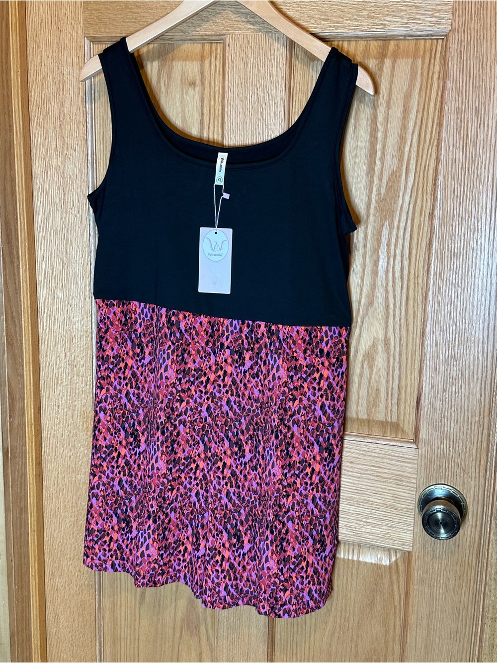 Boutique witsmile pink & black animal print sleeveless blouse size XL NWT